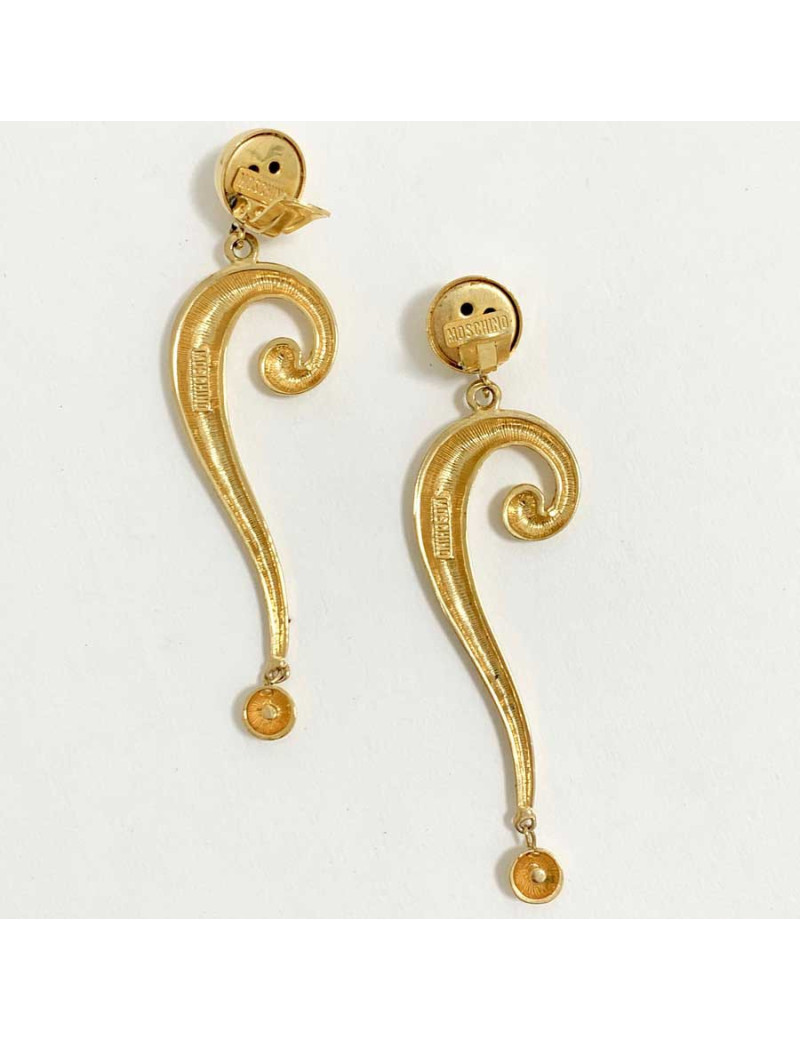 Boucles d'oreille MOSCHINO pendantes en métal doré