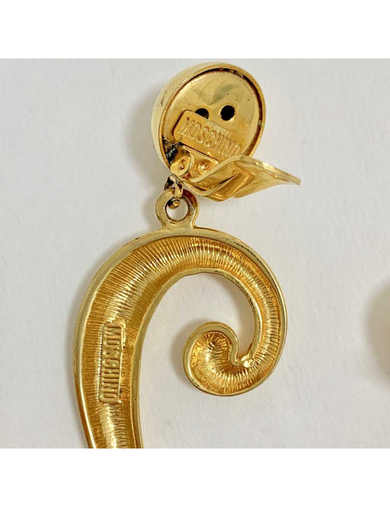 Boucles d'oreille MOSCHINO pendantes en métal doré