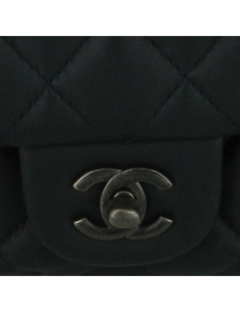 Sac CHANEL en cuir de veau matelassé bleu pétrole foncé