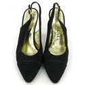 Shoes CHANEL Couture silk black satin T 38.5