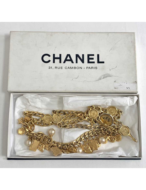 Ceinture sautoir  CHANEL avec breloques Vintage