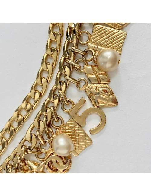 Ceinture sautoir CHANEL avec breloques Vintage