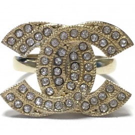 Ring CHANEL gold and rhinestone T53