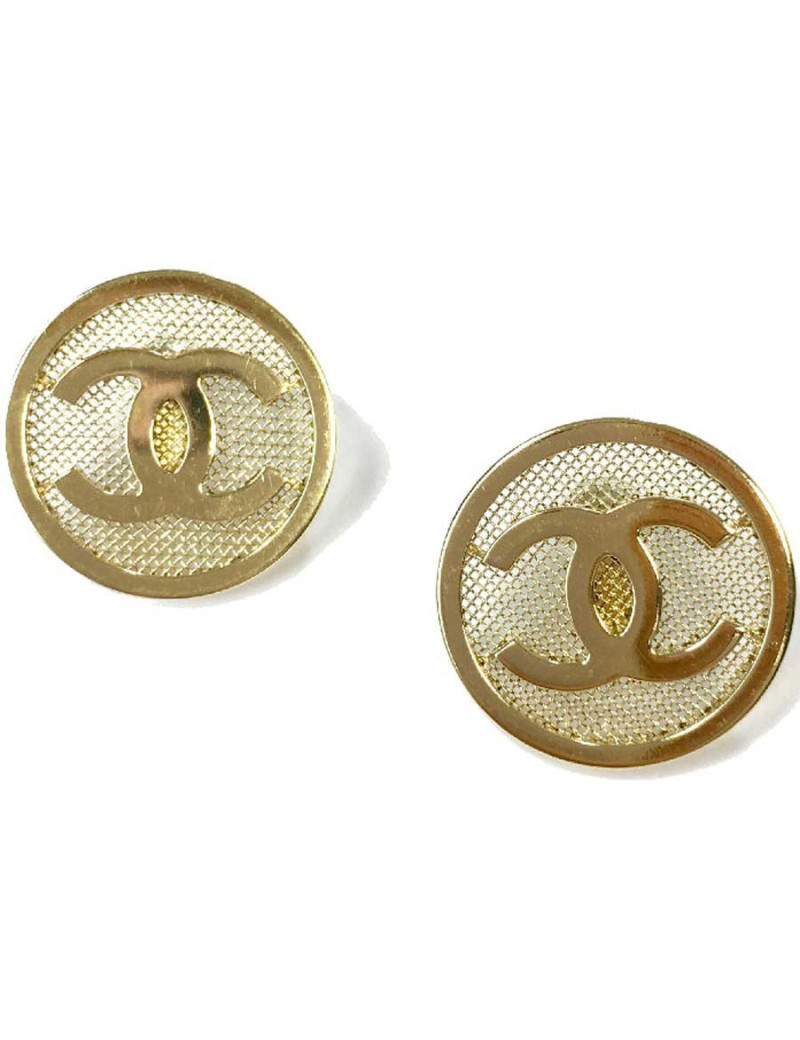 Boucles d'oreille clous CHANEL grillage
