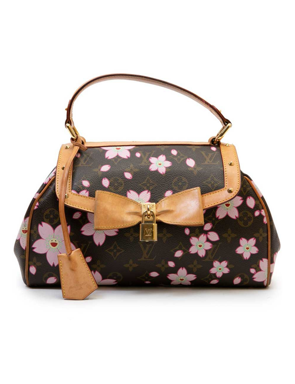 Sac LOUIS VUITTON "cherry blossom" Takashi Murakami toile Monogram marron fleurs roses