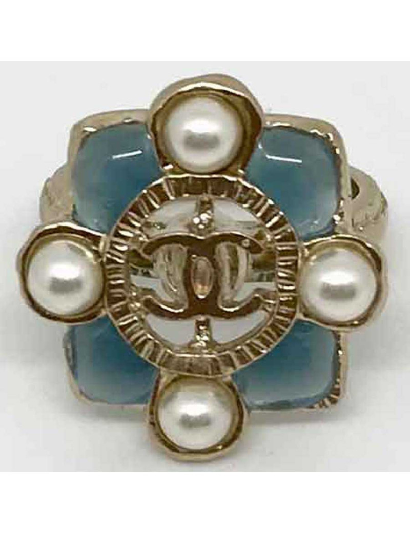 Bague CHANEL perles et bleu