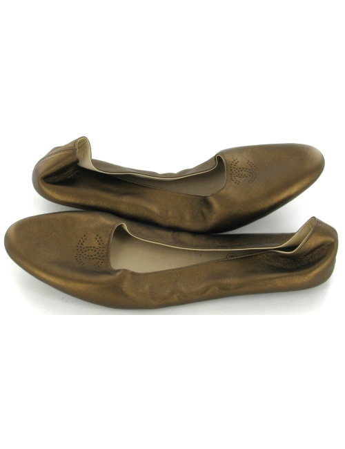 Ballerines CHANEL en cuir bronze T 41 