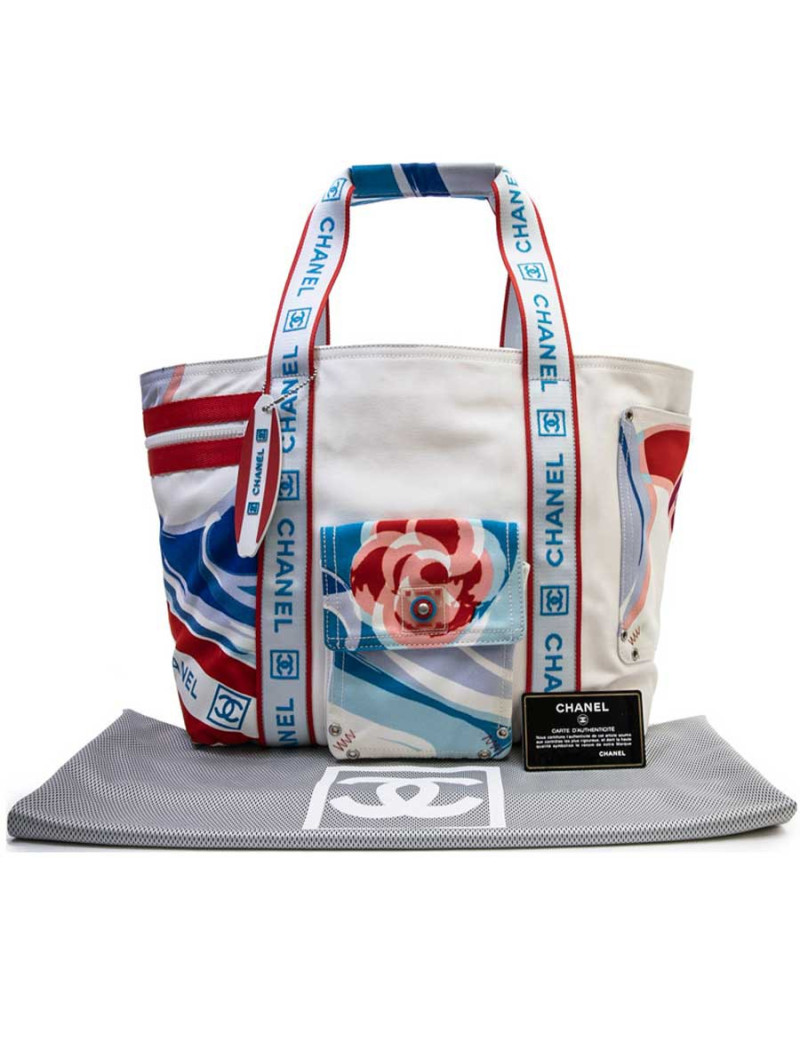 Sac de plage CHANEL en toile imprimé