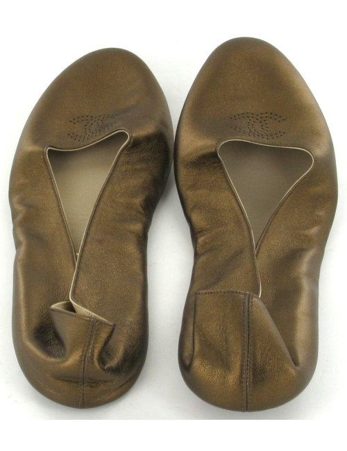 Ballerines CHANEL en cuir bronze T 41 
