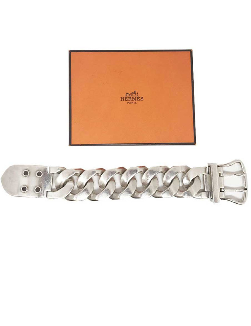 Bracelet sellier HERMES en argent