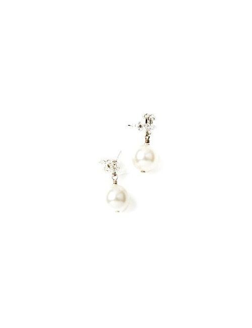  CHANEL CC earring studs in rhinestone and pearl