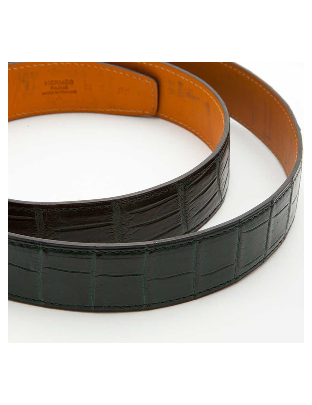 Ceinture HERMES Homme t 90 crocodile porosus vert