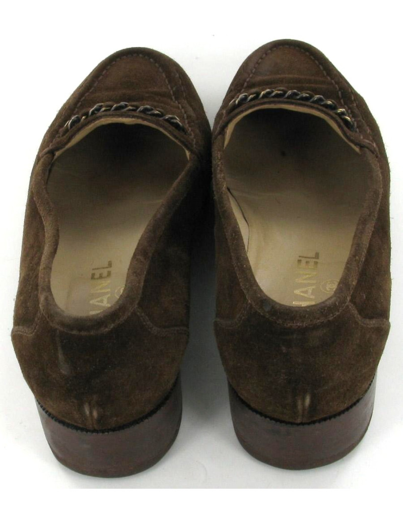 Mocassins CHANEL en nubuck marron