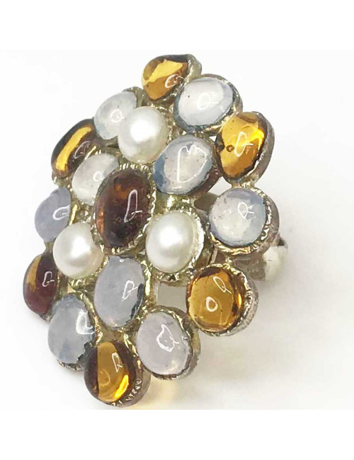 Bague couture MARGUERITE DE VALOIS pâte de verre