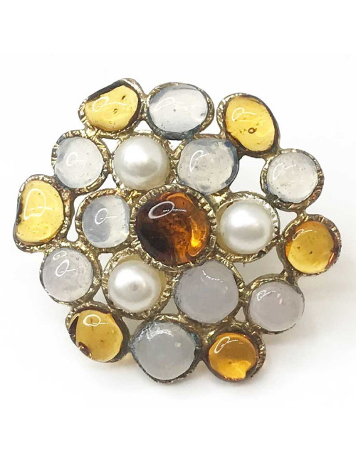 Bague couture MARGUERITE DE VALOIS pâte de verre