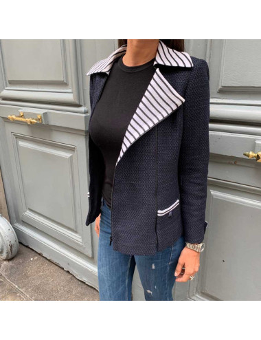 Veste CHANEL T36  bleu blanc