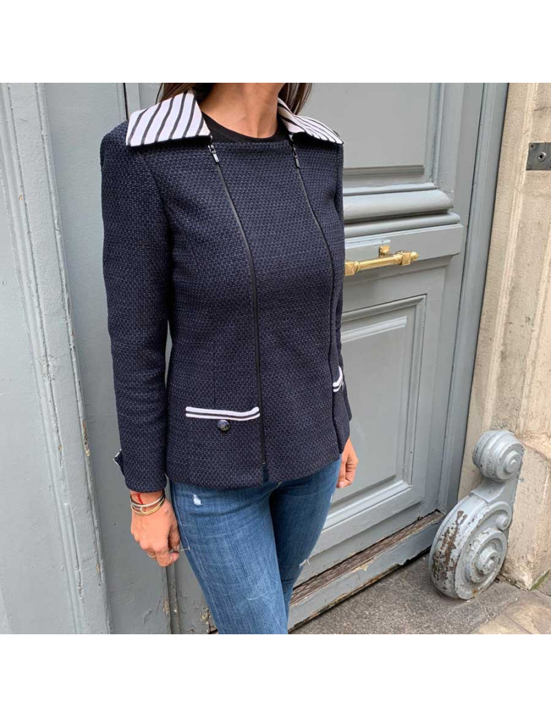 Veste CHANEL T36  bleu blanc