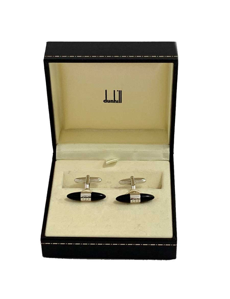 Bouton de manchette DUNHILL couleur tourmaline noire