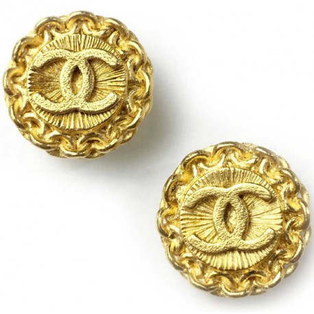 Boucles d'oreille clips CHANEL Vintage métal doré