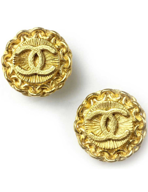 Boucles d'oreille clips CHANEL Vintage métal doré