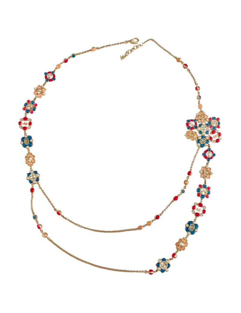 Sautoir Chanel 2016 lettres rose, bleu, nacre