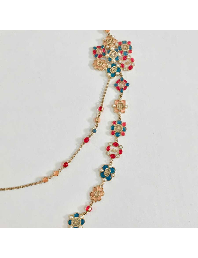 Sautoir Chanel 2016 lettres rose, bleu, nacre