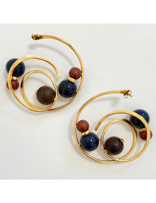 Creoles LOUIS VUITTON dorées et perles 2