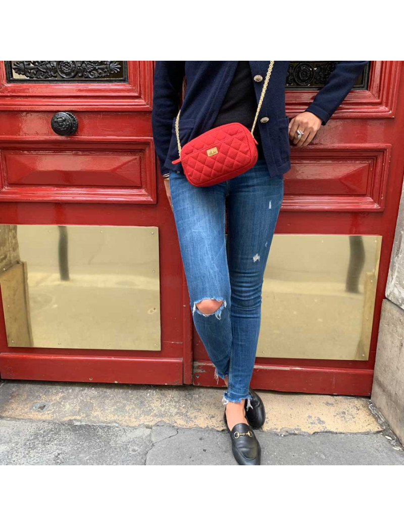 Sac Caméra Chanel en jersey rouge