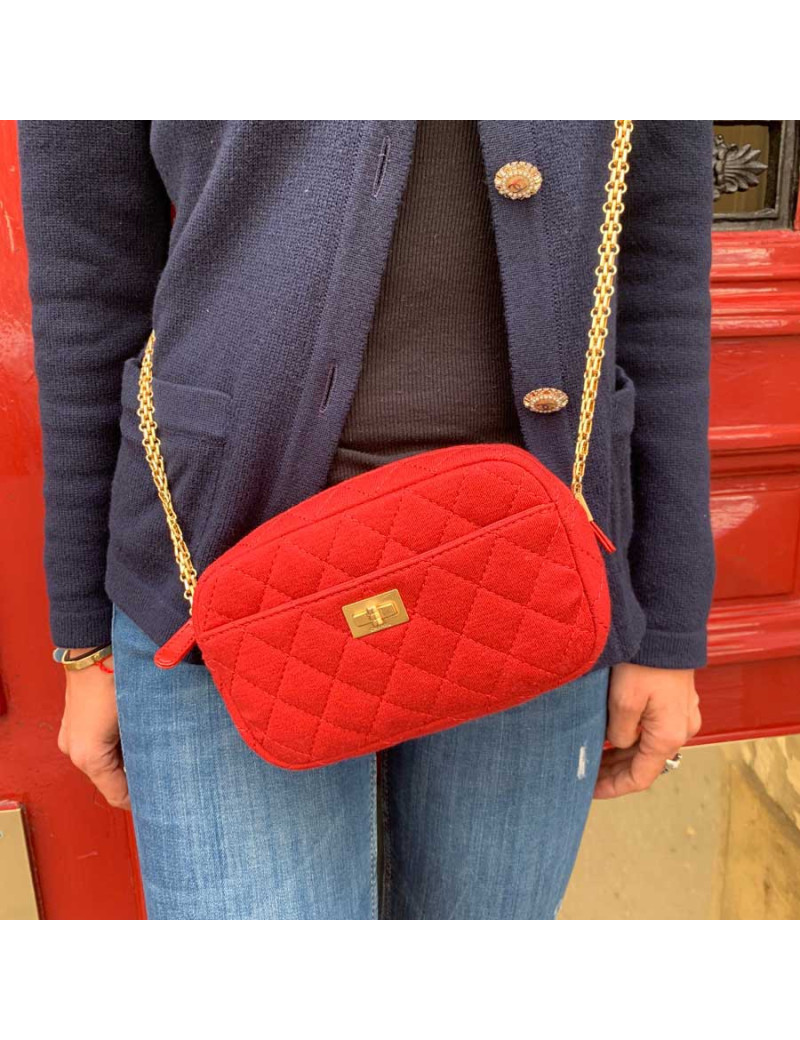 Sac Caméra Chanel en jersey rouge