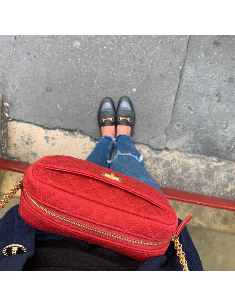 Sac Caméra Chanel en jersey rouge