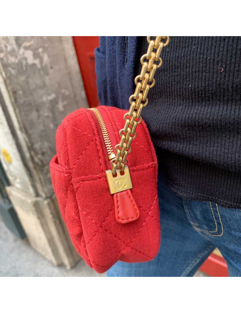 Sac Caméra Chanel en jersey rouge
