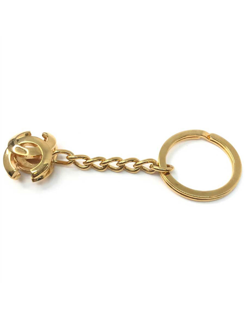 Porte-clefs CHANEL métal doré siglé C C