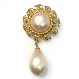 Broche Vintage CHANEL grosse perle nacrée