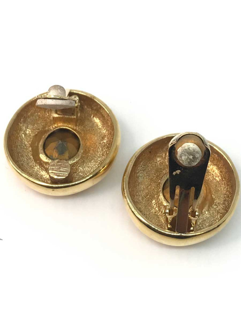 Boucles d'oreille SANS MARQUE métal doré et strass jaune