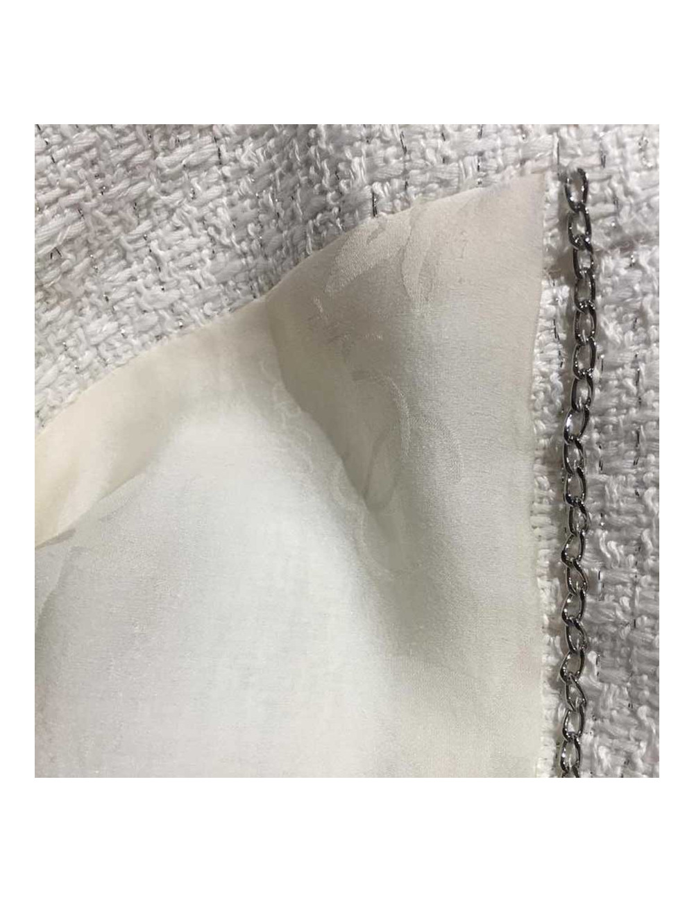 Veste Chanel T40 blanche fils d'argent