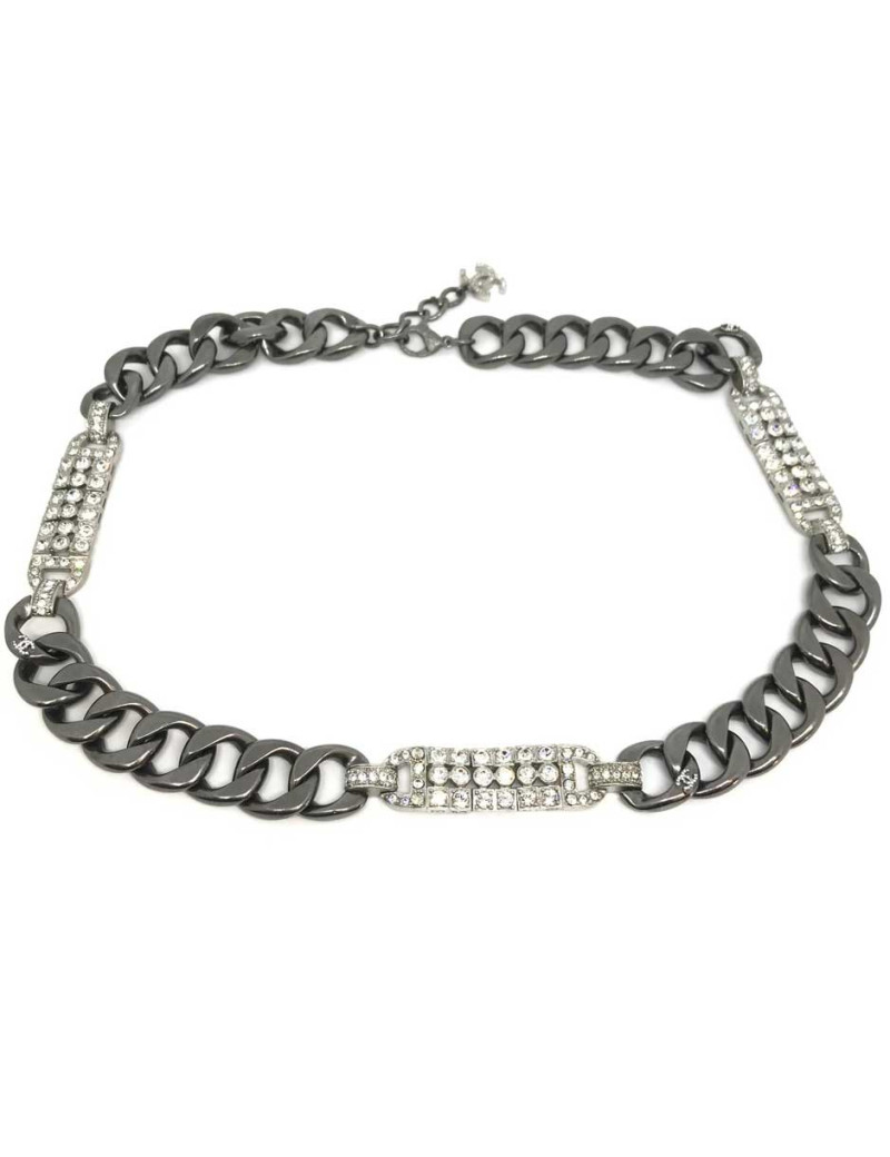 Ceinture CHANEL chaine argent et strass