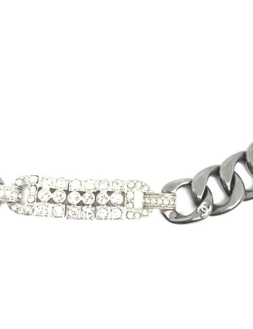 CHANEL silver chain and rhinestones belt