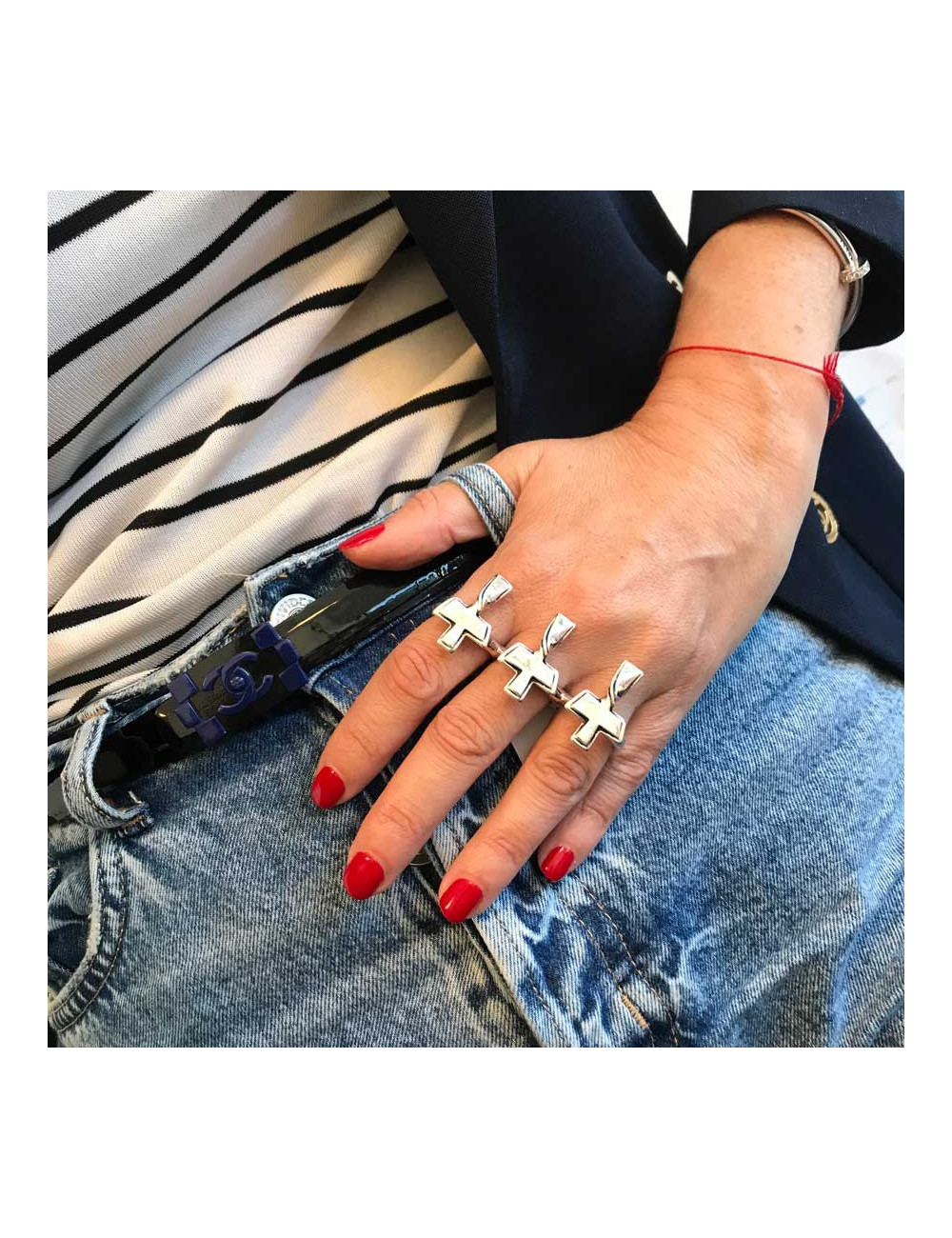 Bague JP GAULTIER trois doigts en argent