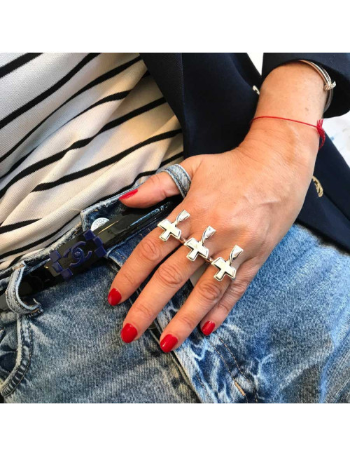 Bague JP GAULTIER trois doigts en argent