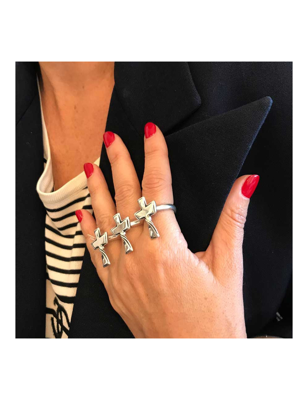 Bague JP GAULTIER trois doigts en argent