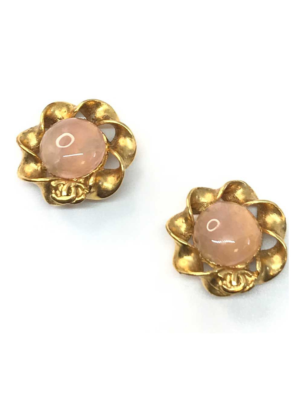 Boucles d'oreille clips CHANEL rose Vintage