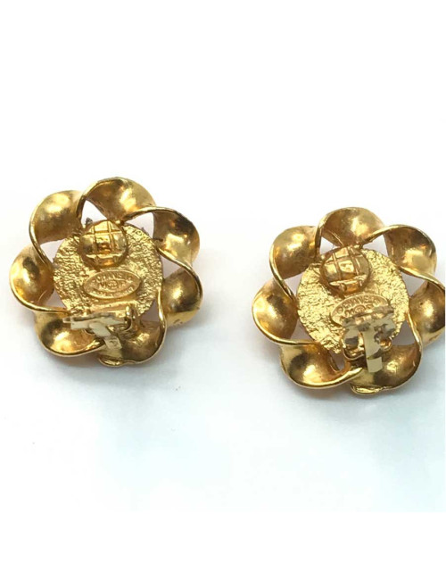 Boucles d'oreille clips CHANEL rose Vintage