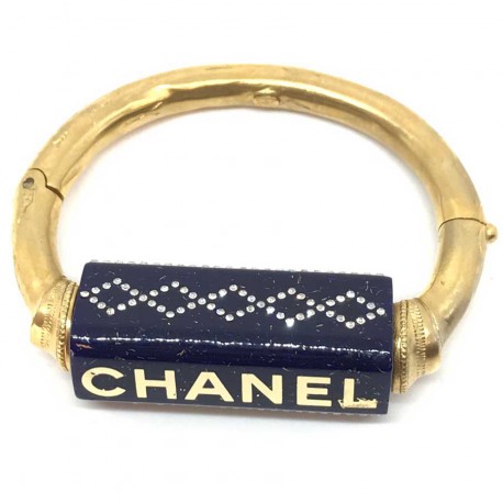 CHANEL bracelet bleu céramique et strass