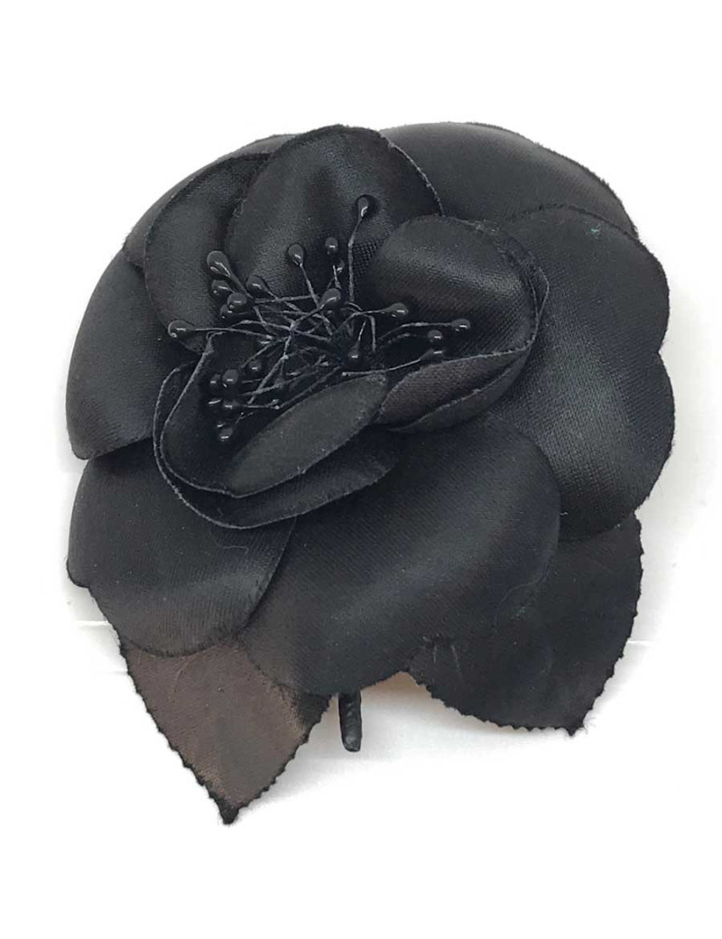 Broche camélia CHANEL noir