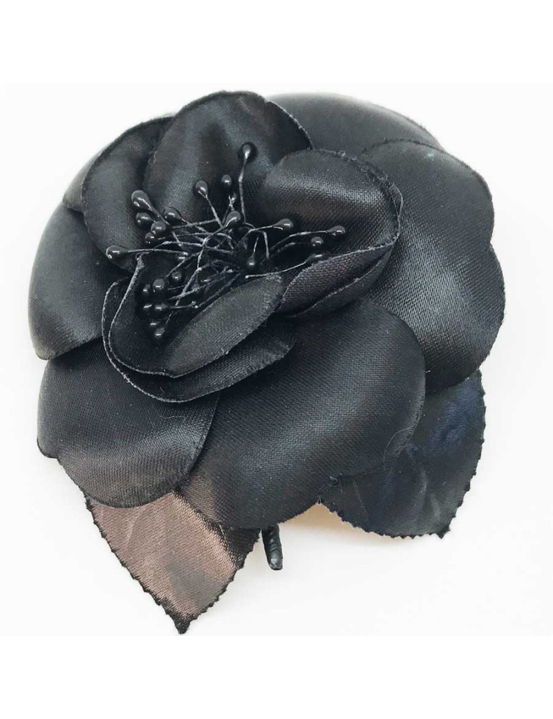 Broche camélia CHANEL noir