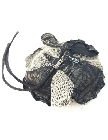 DOLCE & GABBANA gold and black mesh flower brooch 2