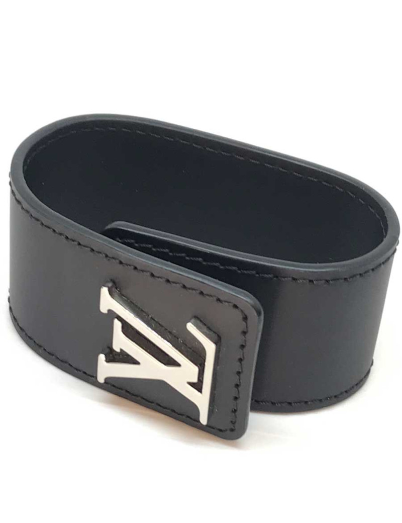 Bracelet Louis Vuitton cuir noir
