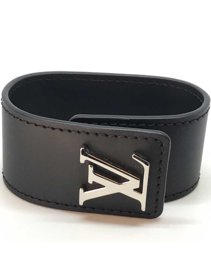 Bracelet Louis Vuitton cuir noir