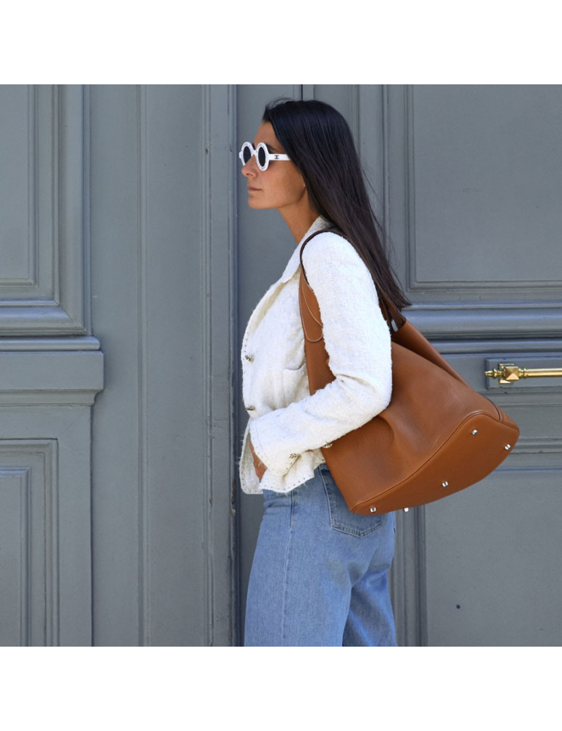 Sac Picotin HERMES GM taurillon Clémence gold