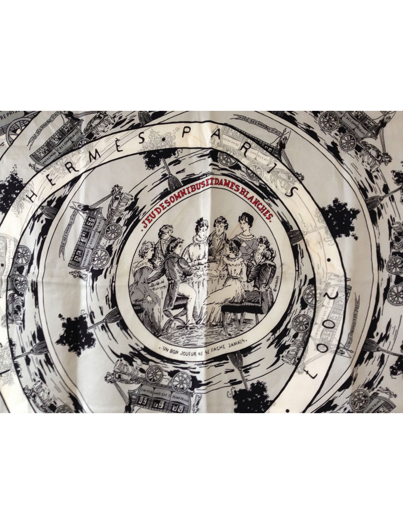 Petit foulard HERMÈS "Jeu des omnibus et dames blanches"